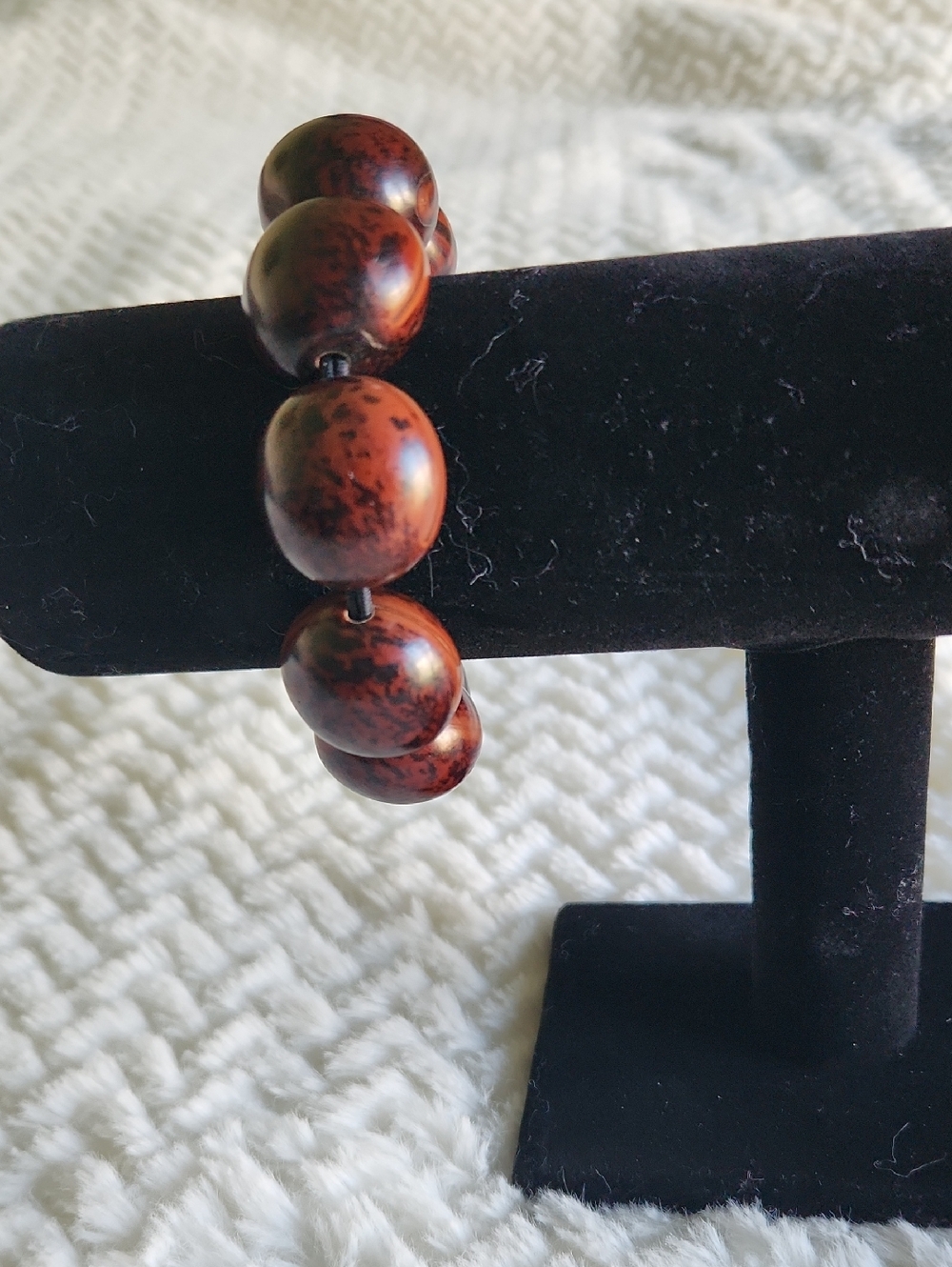 Gorgeous Natural Sea Bean Brown Bead Stretch Bracelet - Women Chunky Jewelry